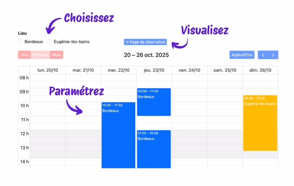 L'agenda et les disponibilités