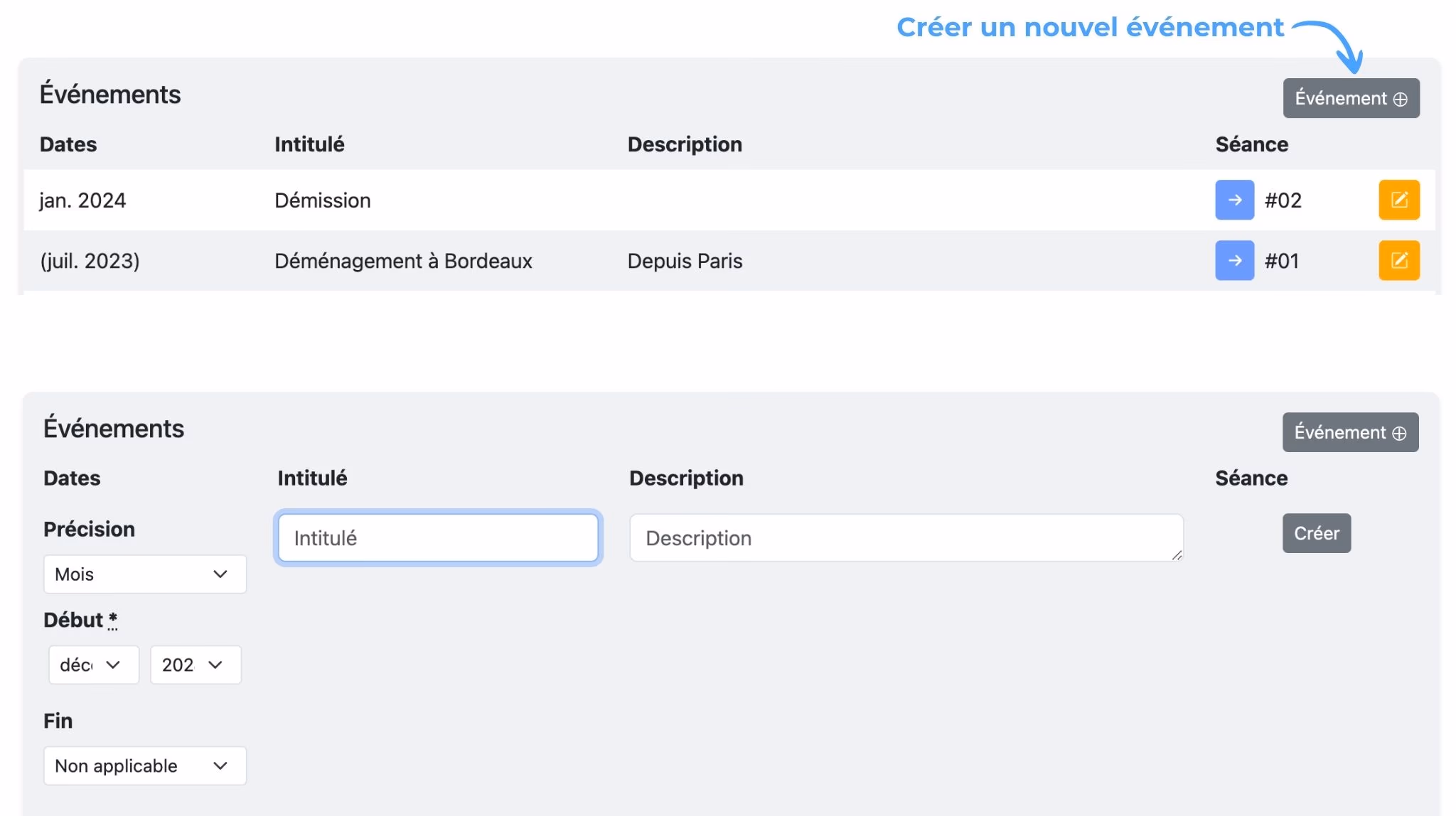 Ajouter un événement à un compte-rendu