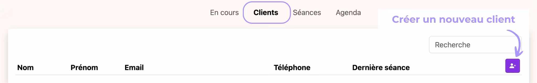 Créer un nouveau client, étape 1