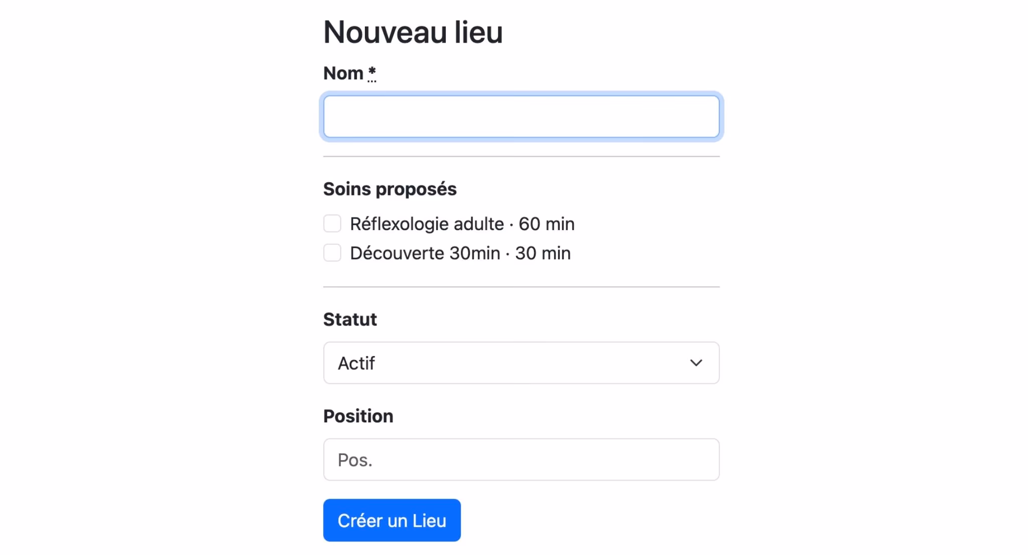 Créer un nouveau lieu