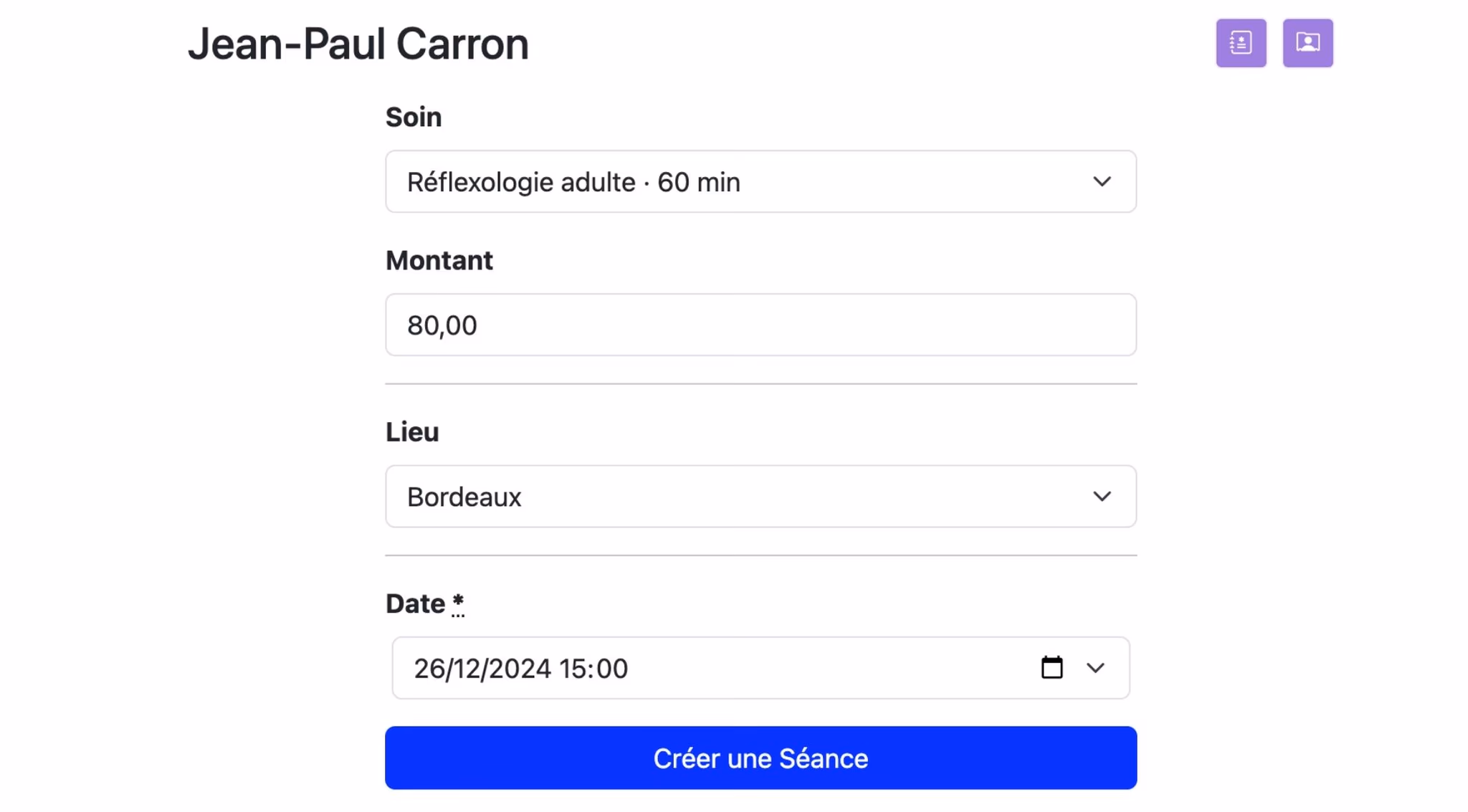 Créer une nouvelle séance
