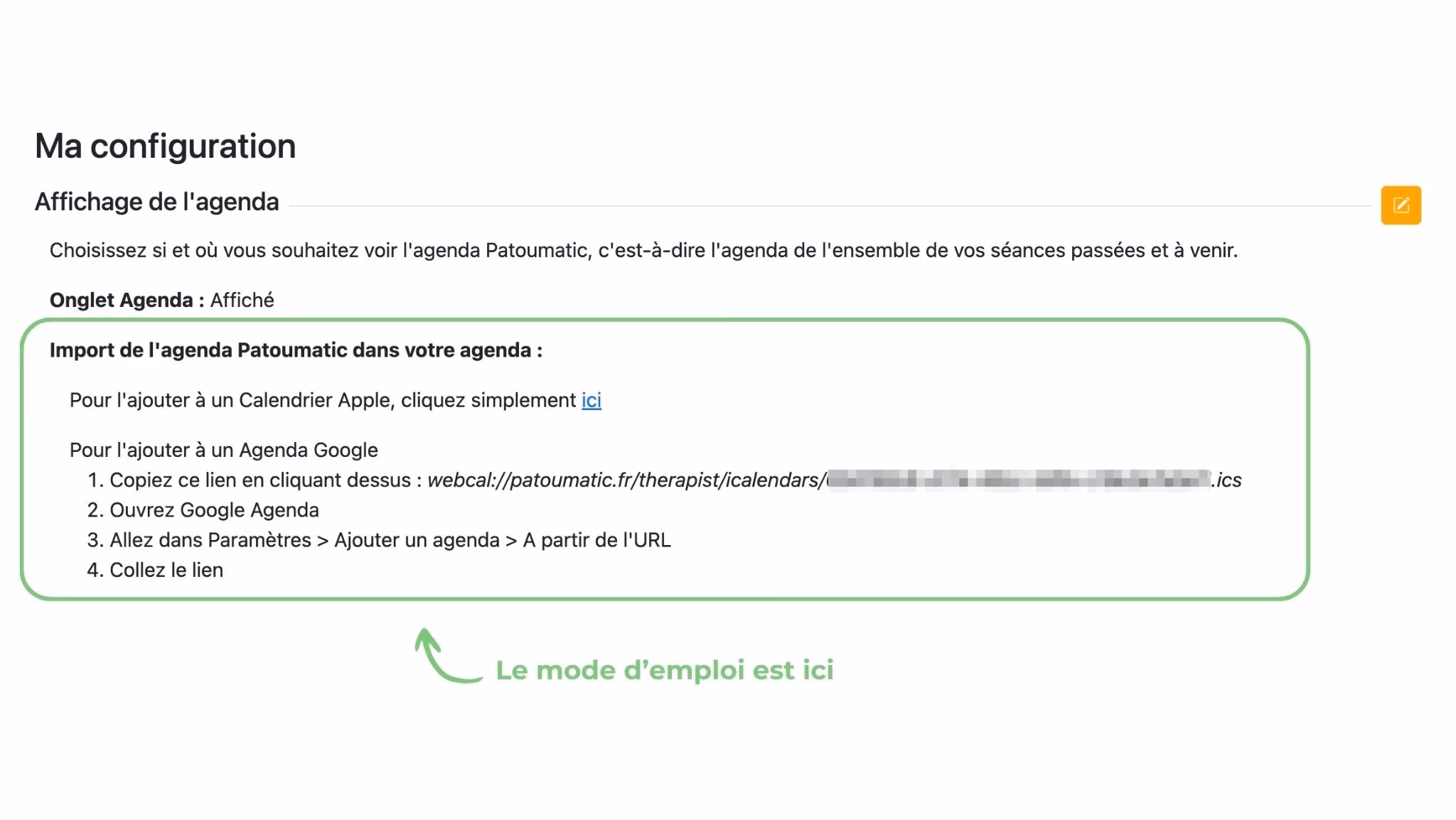 Importer l'agenda Patoumatic dans son agenda Google ou Apple