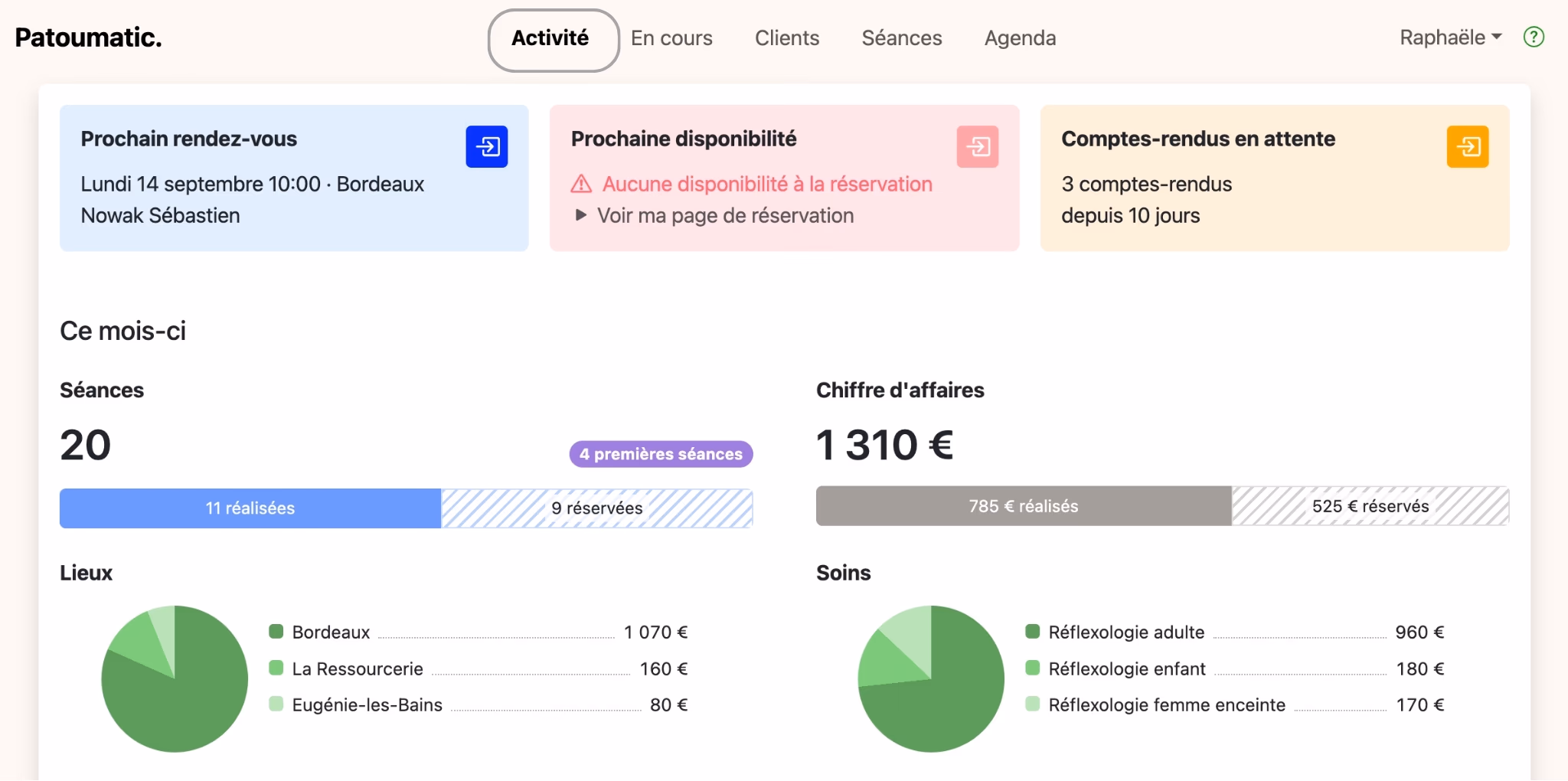 La vue "Activité"