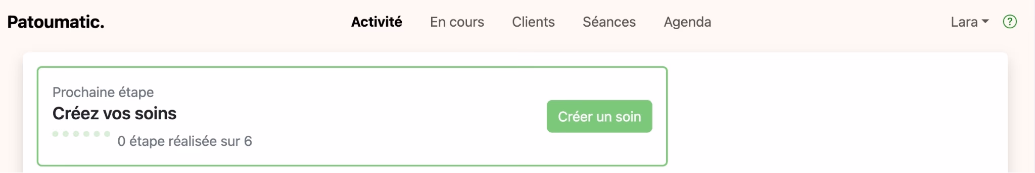 Le bandeau "Prochaine étape" de la vue "Activité"