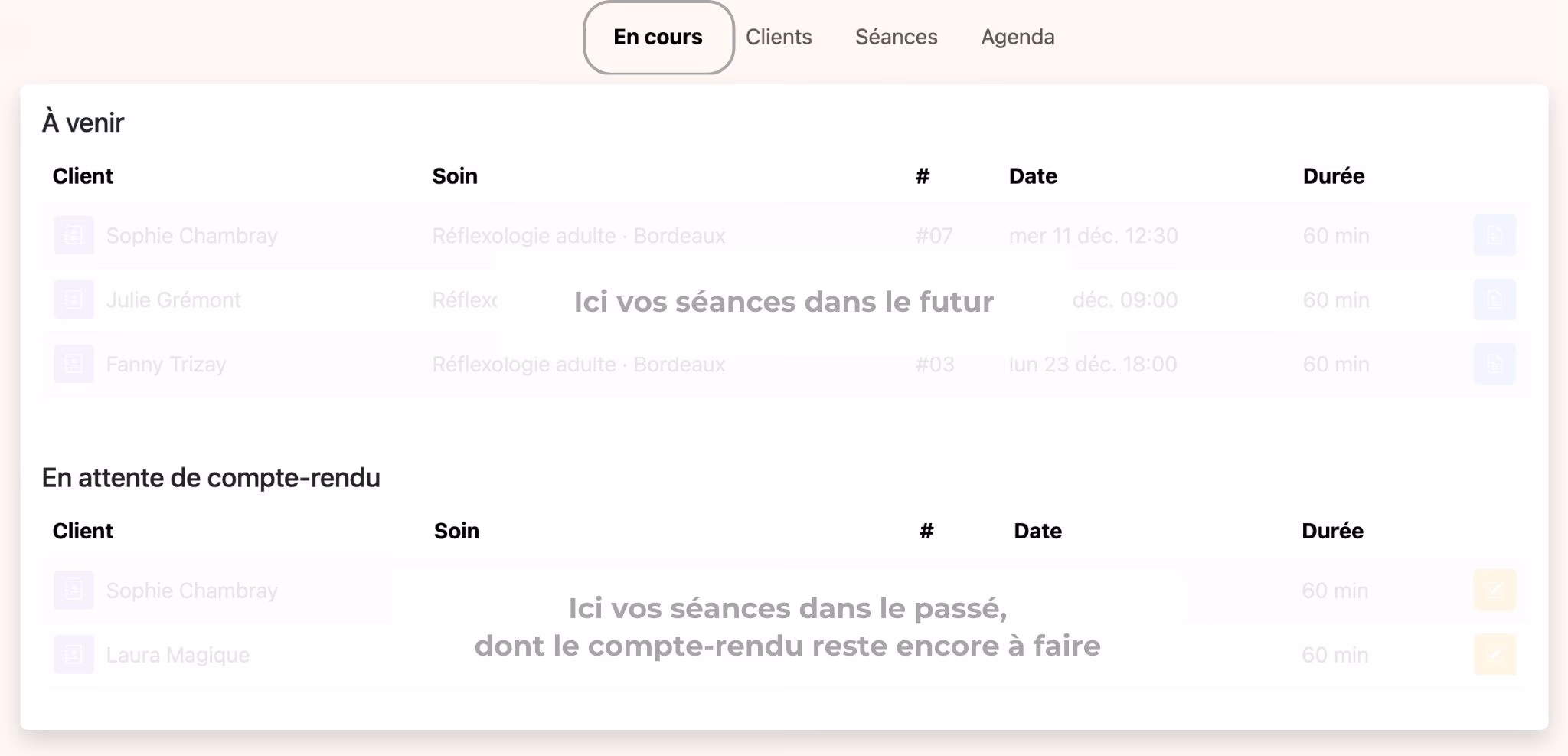 La vue "En cours"