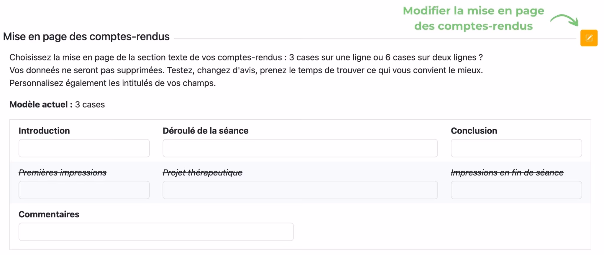 Modifier la mise en page des comptes-rendus, étape 2