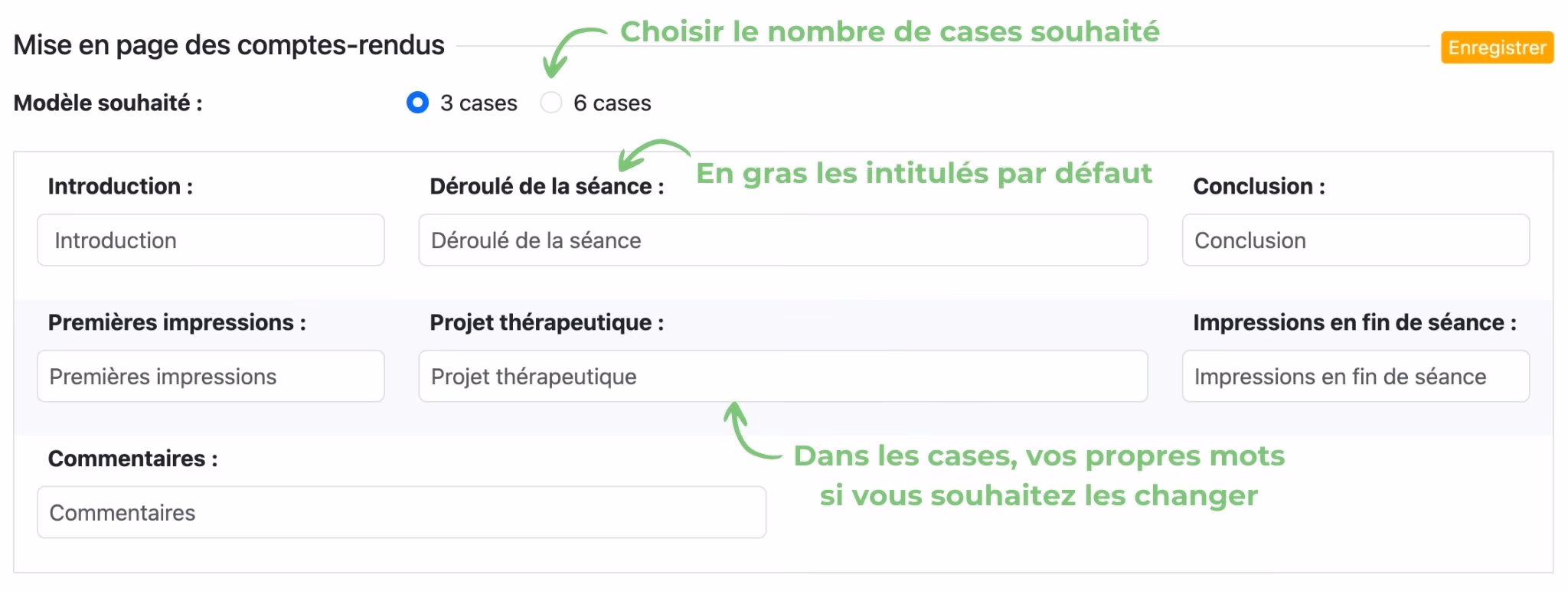 Modifier la mise en page des comptes-rendus, étape 3