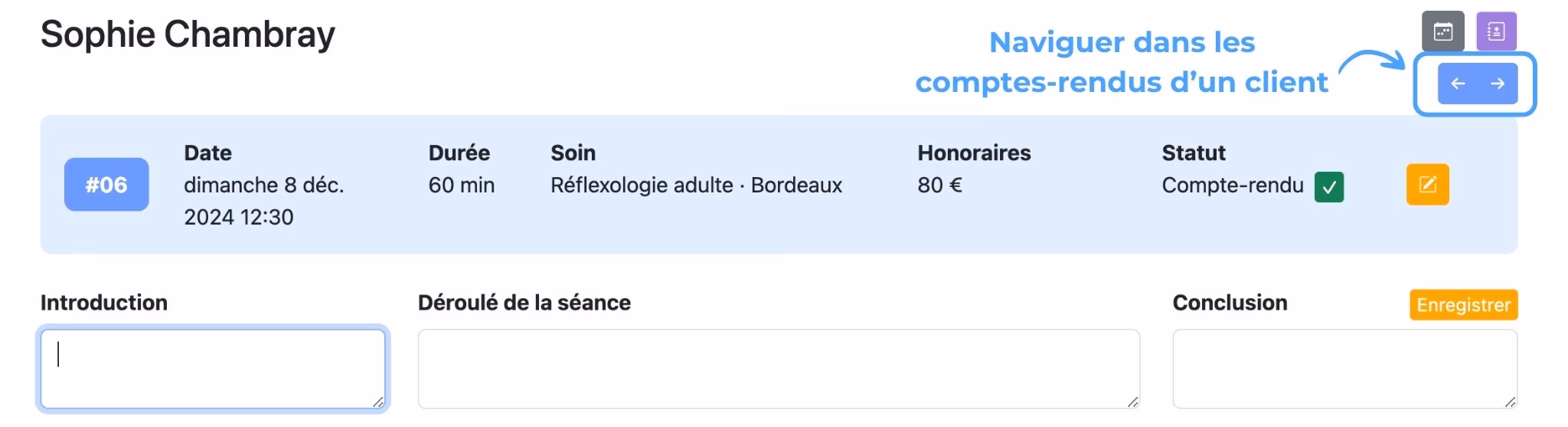 Passer d'un compte-rendu à un autre, étape 1
