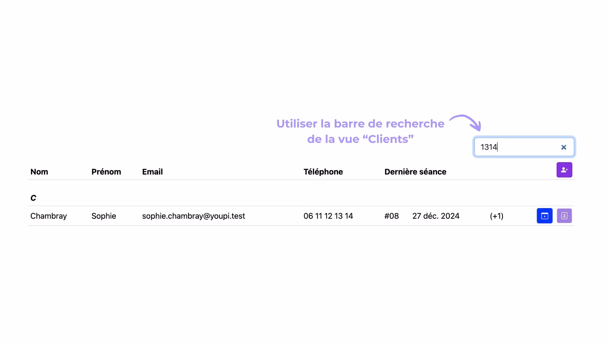 Rechercher un client par son numéro de téléphone