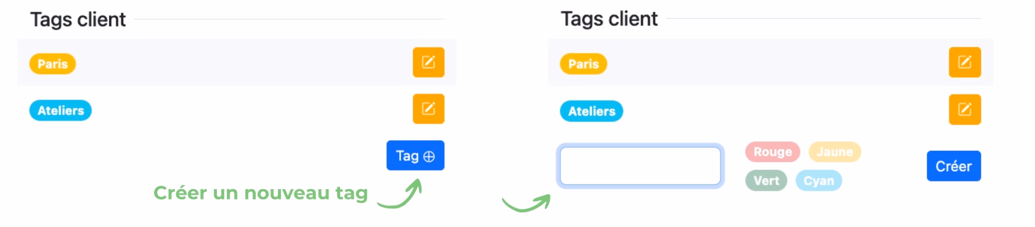 Utiliser les tags client, étape 1