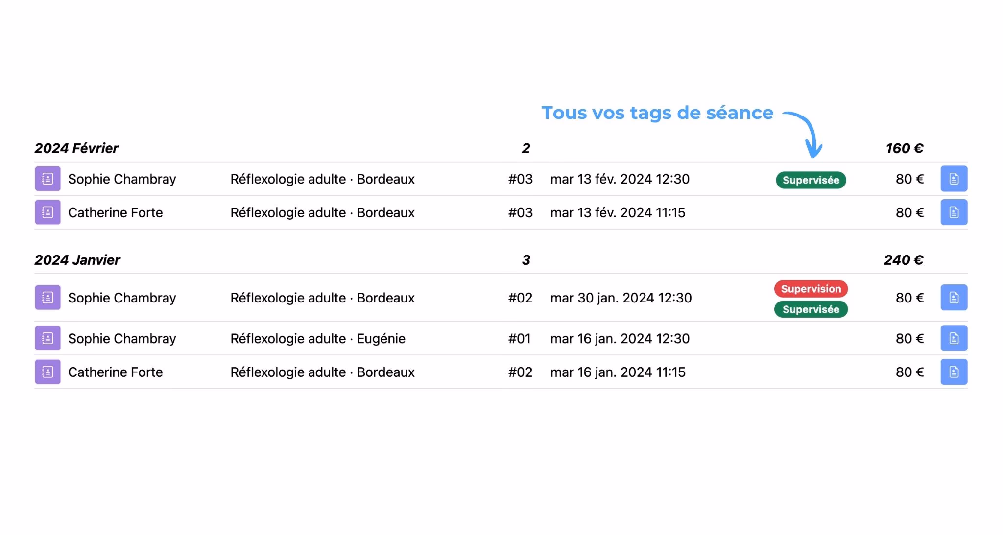 Utiliser les tags de séance