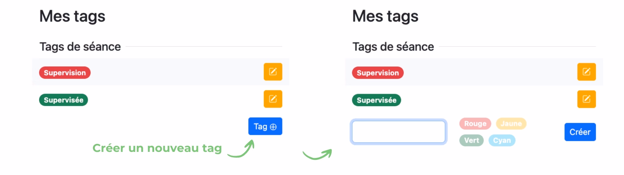 Utiliser les tags de séance, étape 1