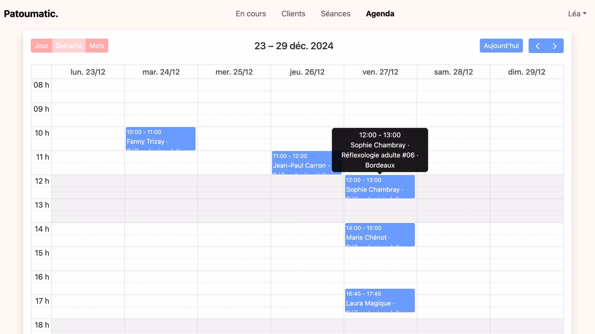 Ajout de la vue "Agenda"