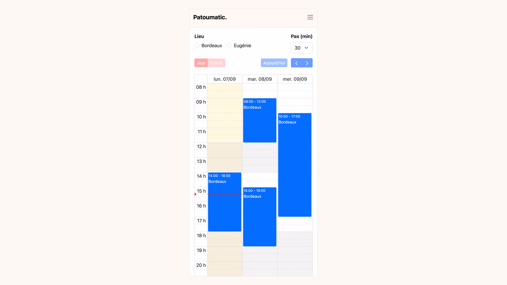 Les disponibilités restent dans les horaires de pratique